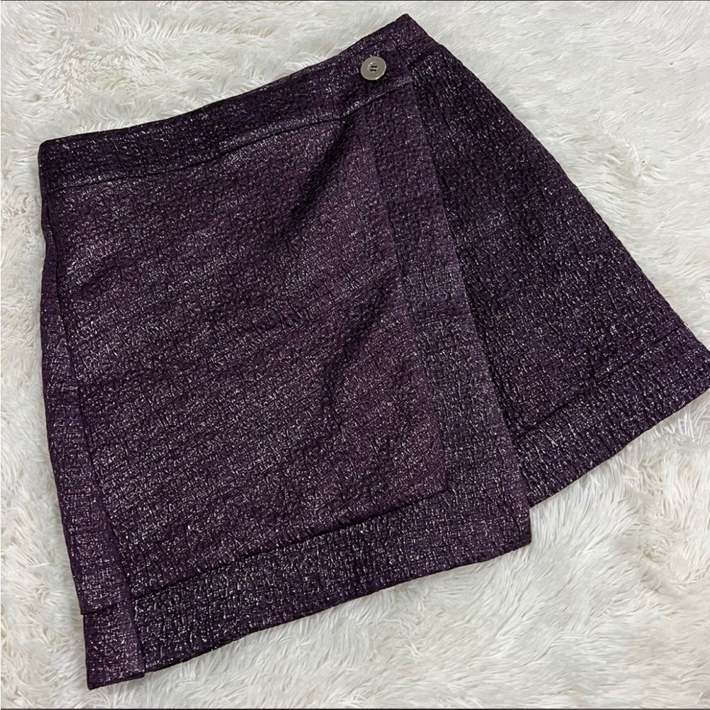 Eva franco purple metallic wrap style skirt 8
